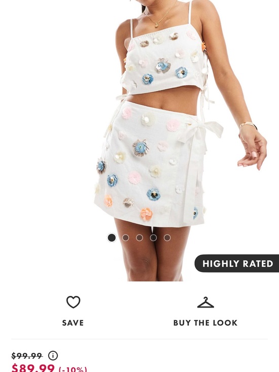 ASOS Dresses & Skirts - ASOS White Mini Skirt with Multicolor Floral Appliqués